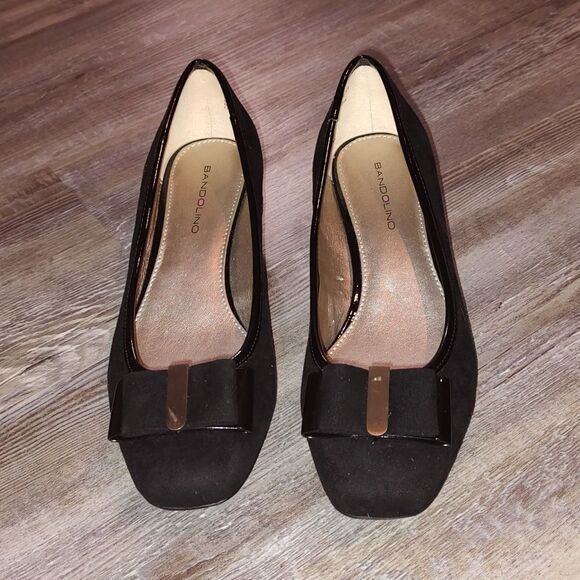 Bandolino Womens BDXIMENA Black Faux Suede Bow Block heel Shoes Size 6.5 M - Picture 2 of 6